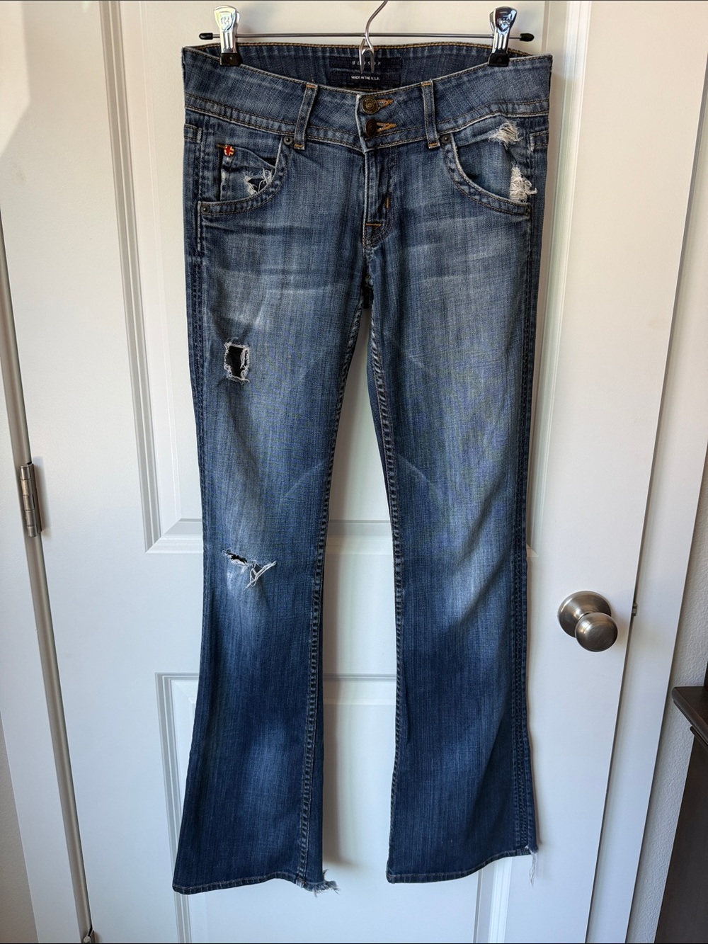 Hudson Jeans Women's Faded Distressed Blue Bootcut